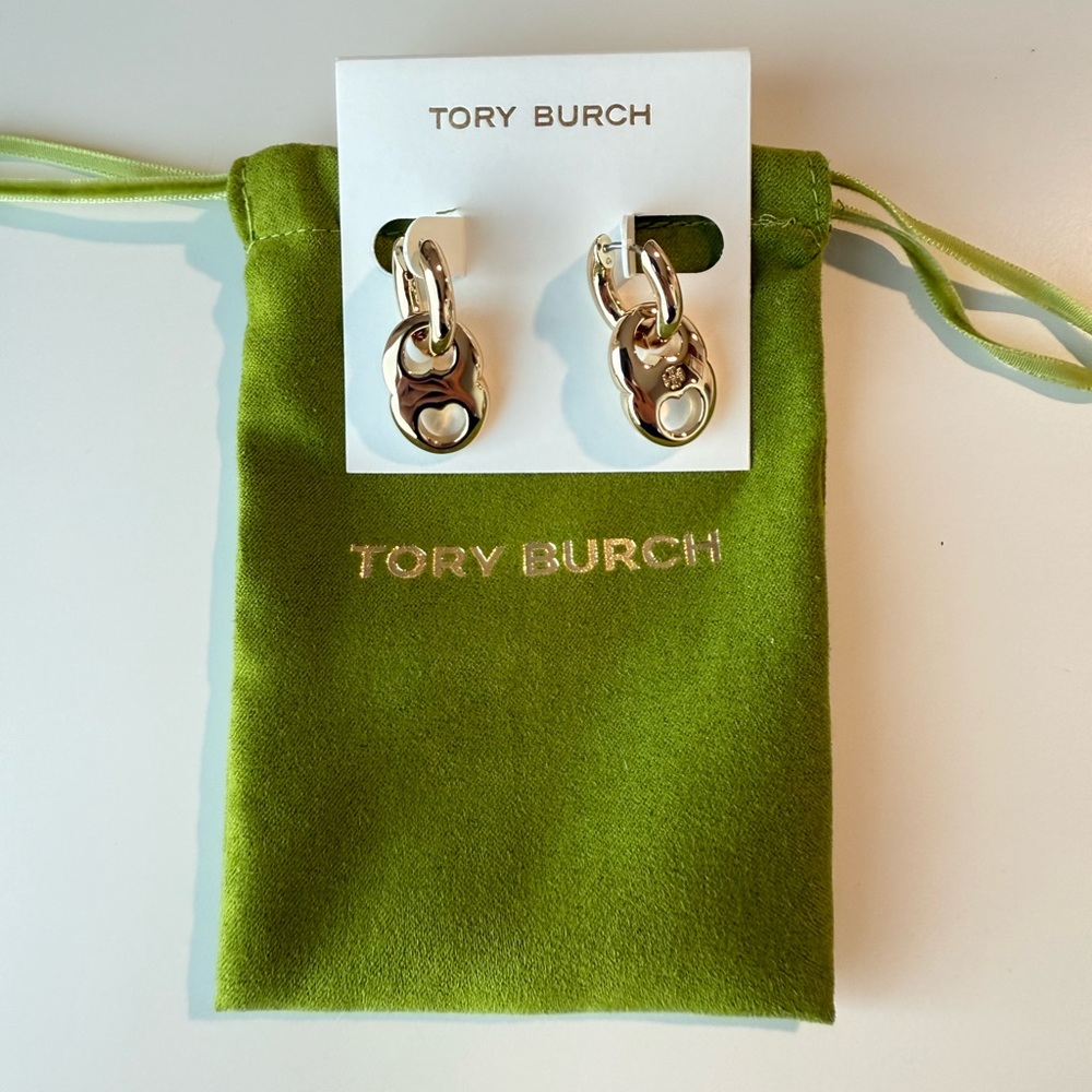 Tory Burch Small Gemini Hoop Earrings NWT